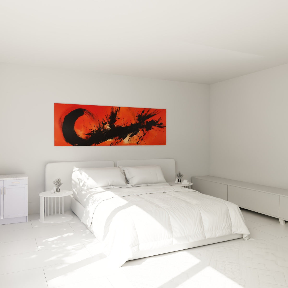 decoration murale rouge noir chambre abstrait feng shui sud feu energie