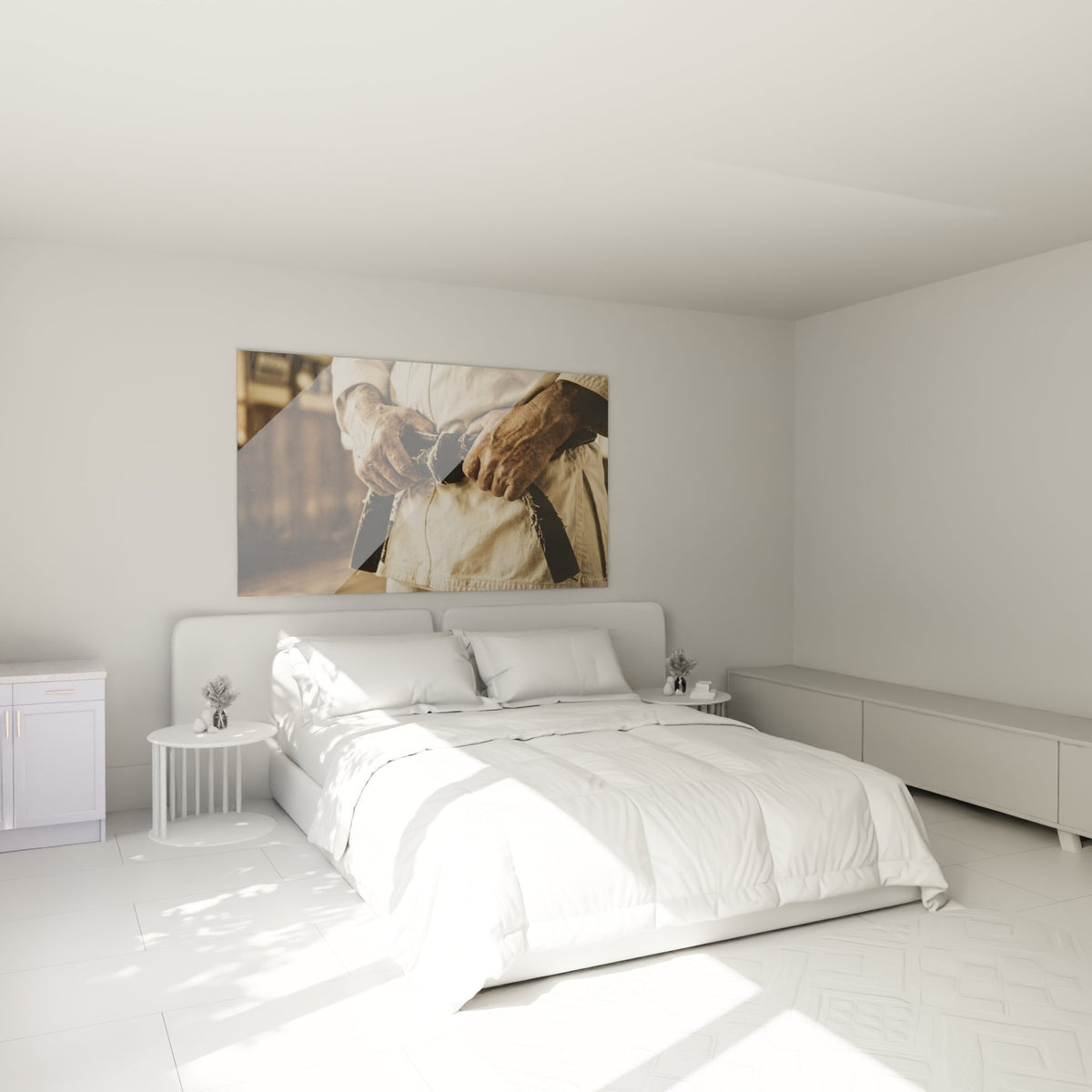 Tableau maitre karate ceinture noire accroche au mur chambre decoration art martial japonais ambiance zen