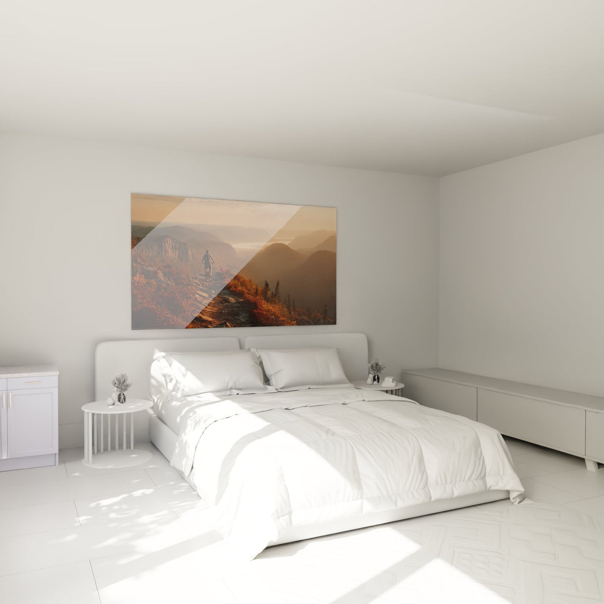 Decoration murale VTT randonnee montagne dans chambre moderne ambiance chaleureuse automnale