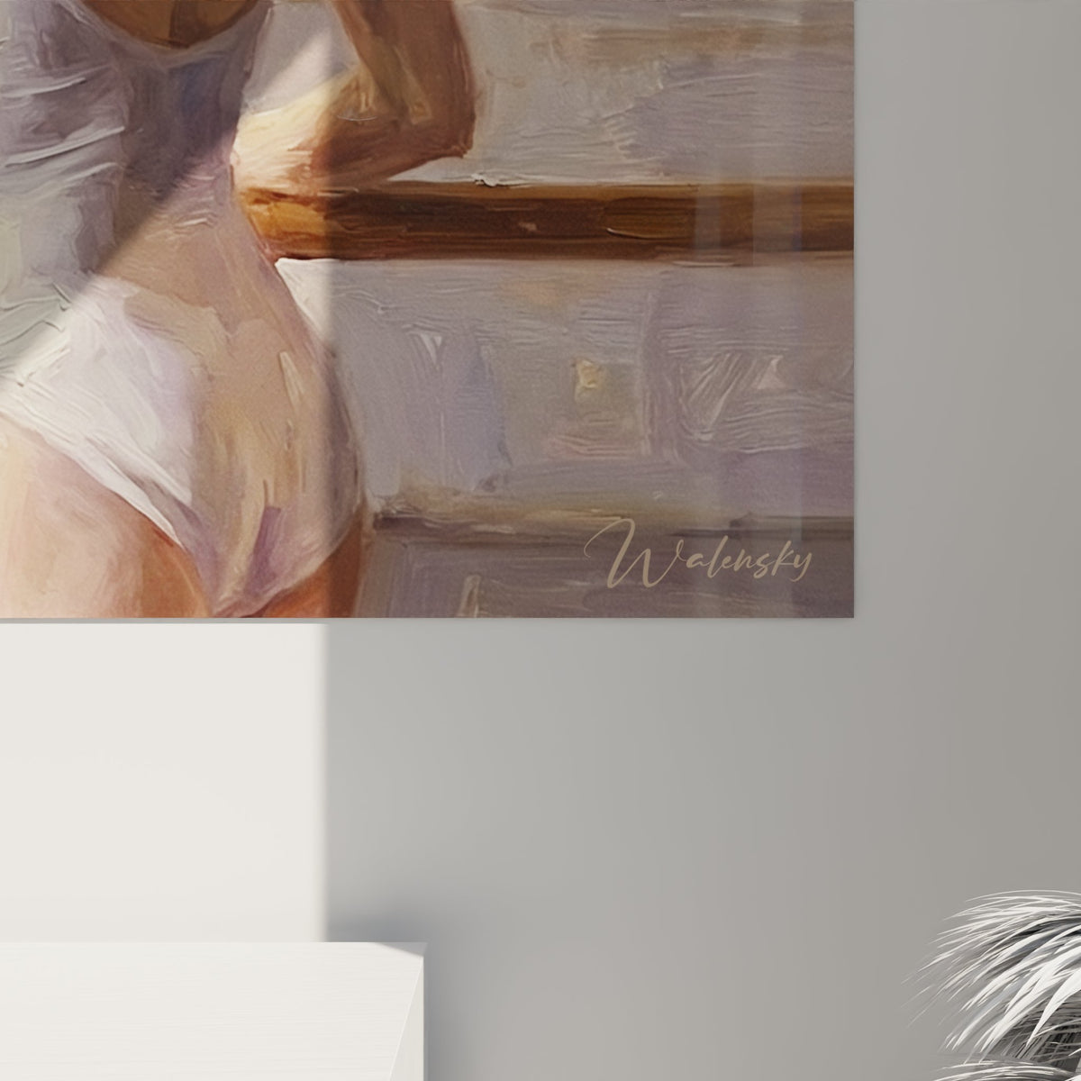 Vue ensemble tableau ballerine mural, œuvre danse classique décoration intérieur élégant et artistique