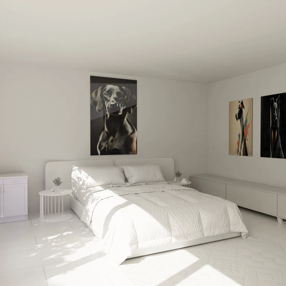 Sublimez votre chambre avec ce tableau chien, accroché au-dessus du lit. Son style réaliste et ses détails raffinés apporteront une touche de sophistication et de force à votre espace de repos.