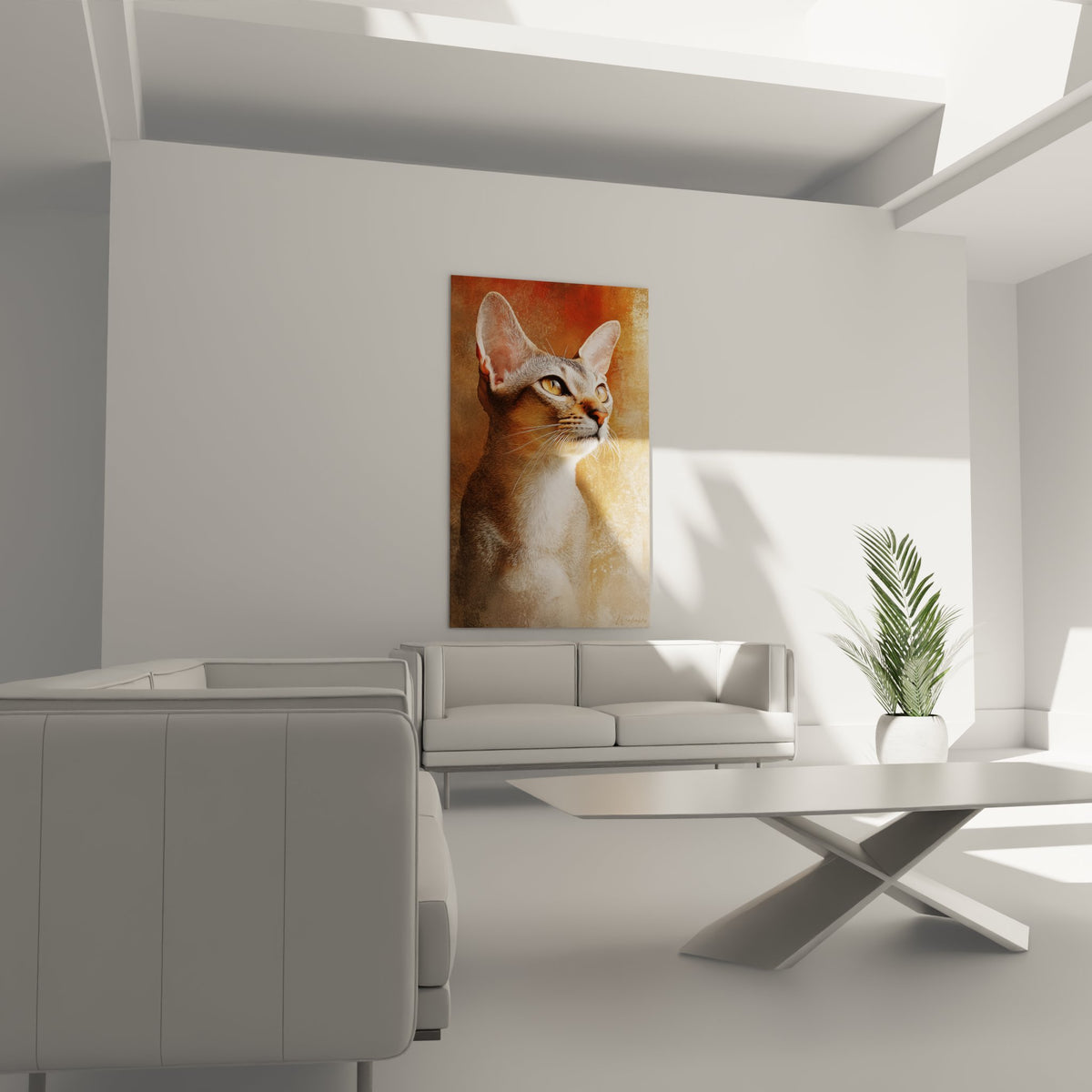 Détail portrait chat Singapura yeux ambrés pelage ticked tabby art félin qualité premium