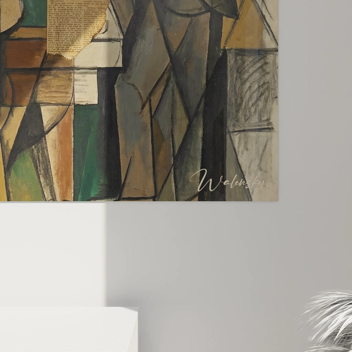 Vue d'ensemble du tableau billard cubiste exposé dans un intérieur moderne et lumineux