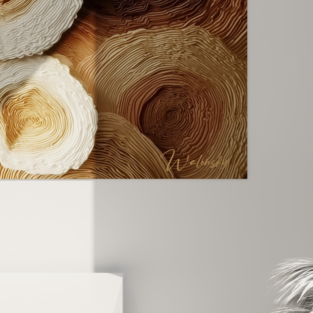 vue ensemble tableau cercles concentriques ocre marron decoration interieure feng shui nord-est terre
