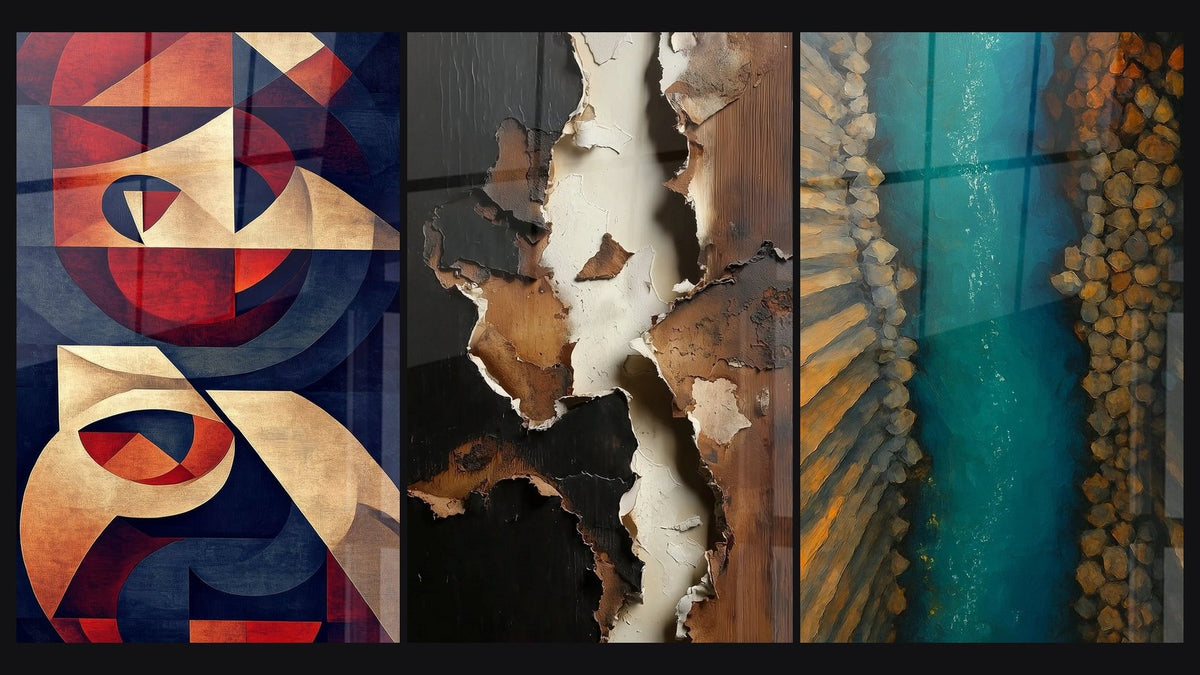 Mosaïque de trois tableaux, dont Formes circulaires entrelacées