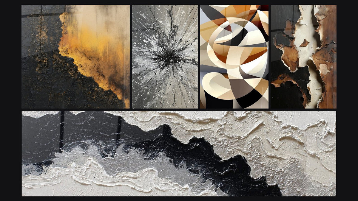 Mosaïque de cinq tableaux, dont Formes circulaires entrelacées