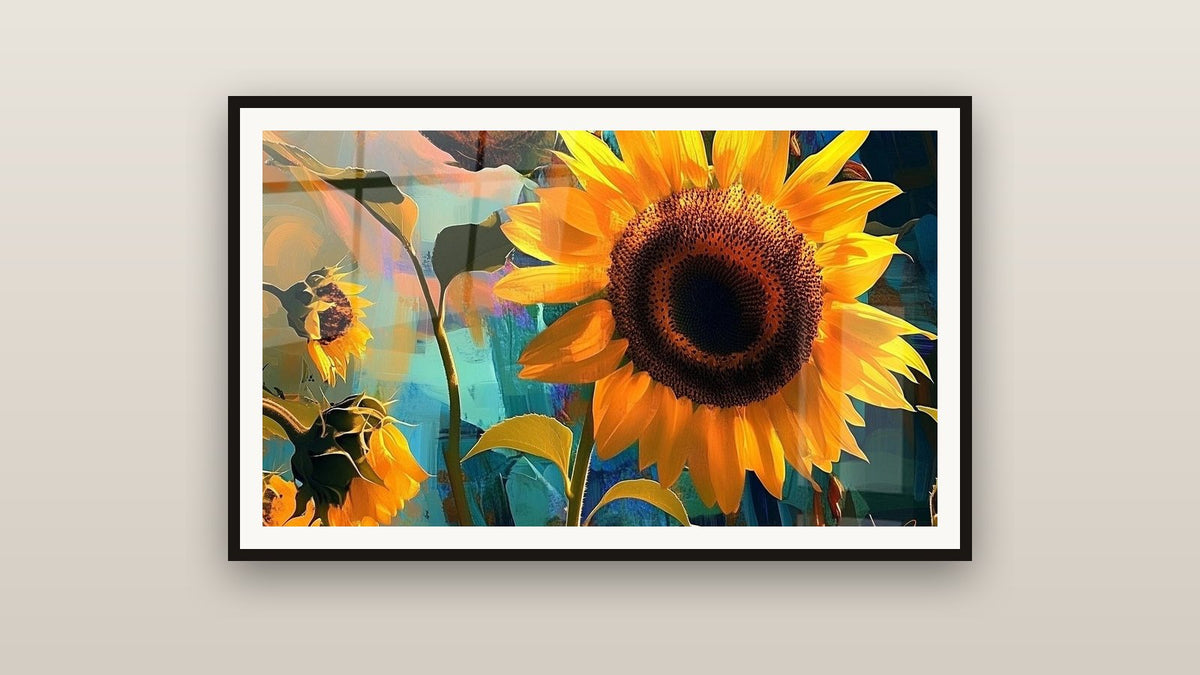 Tableau encadré sur un mur : Tournesol N°1