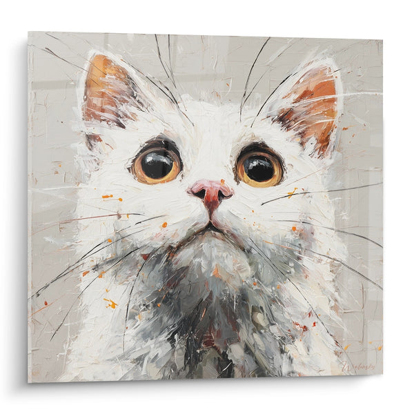 Tableau Chat Blanc aux Yeux Dorés - Regard Expressif - Edition chat American Bobtail