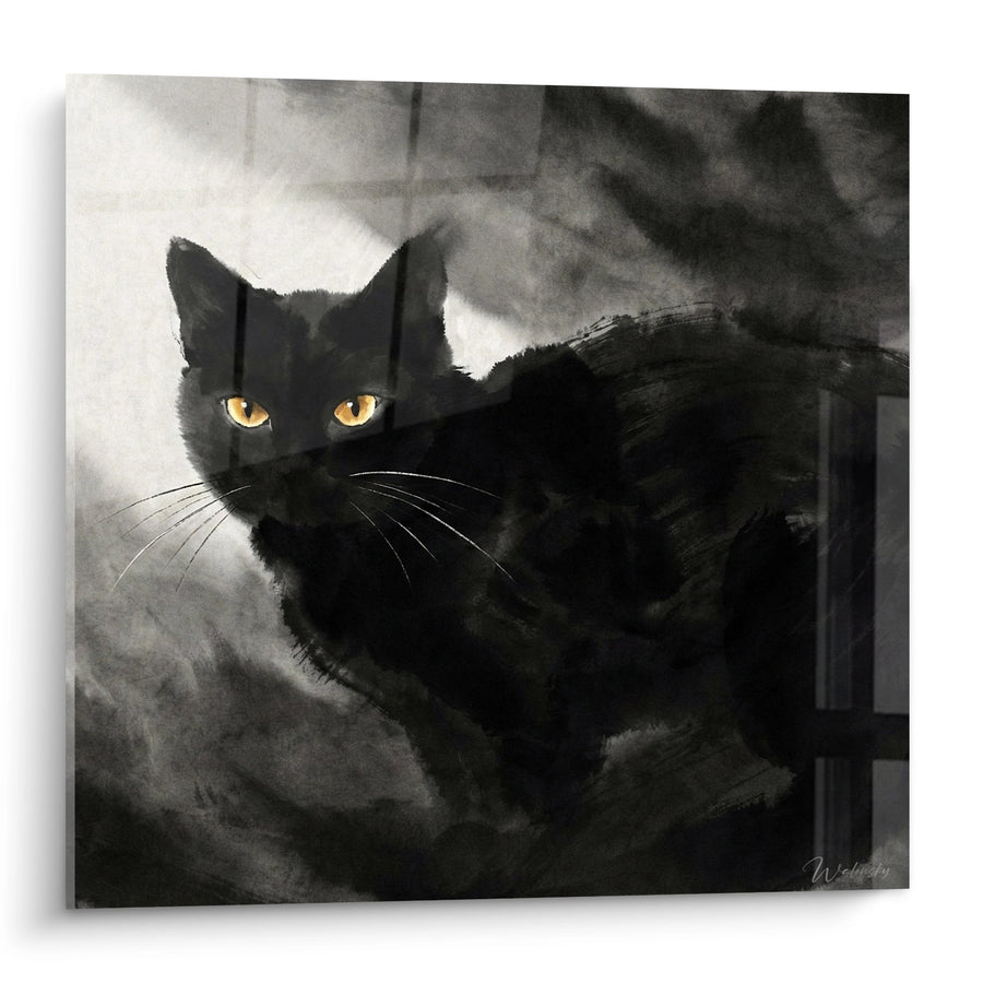 Tableau Chat Noir aux Yeux Dorés - Mystère Félin - Edition chat Manx