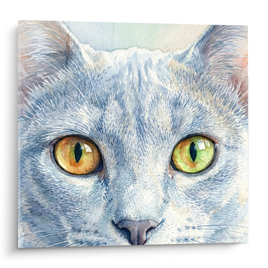 Tableau Chat aux Yeux Verts - Regard Hypnotique - Edition chat Korat