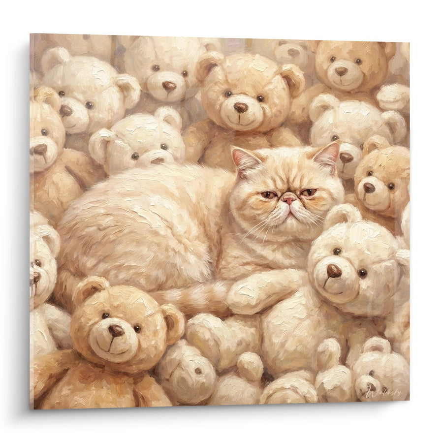 Tableau Chat Exotic Shorthair parmi les Peluches - Tendresse Câline - Edition chat Exotic Shorthair