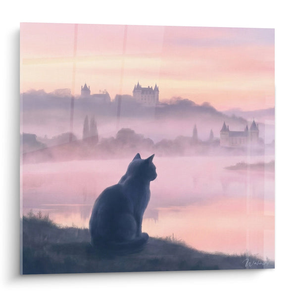 Tableau Chat Chartreux Brume Matinale - Contemplation Mystique - Edition chat Chartreux