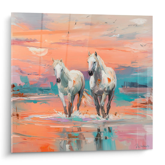 Tableau Chevaux Blancs - Reflets de Camargue - Edition Camargue