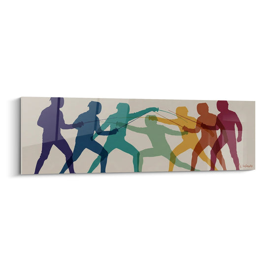 Tableau Silhouettes Colorées - Esprit d'Équipe et Solidarité - Edition Escrime