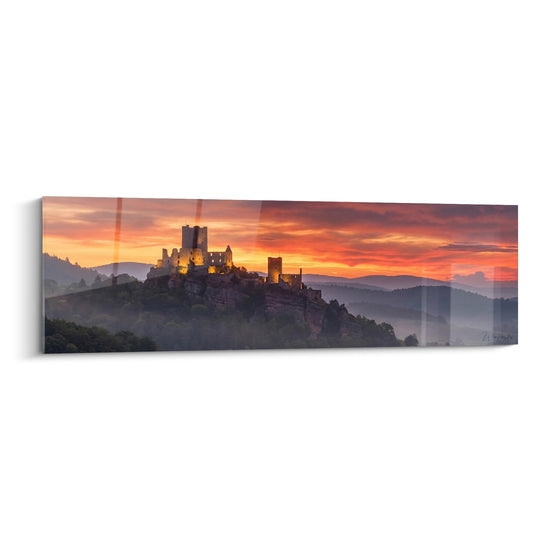 Tableau Château Médiéval Alsacien - Forteresse au Coucher de Soleil - Edition Alsace