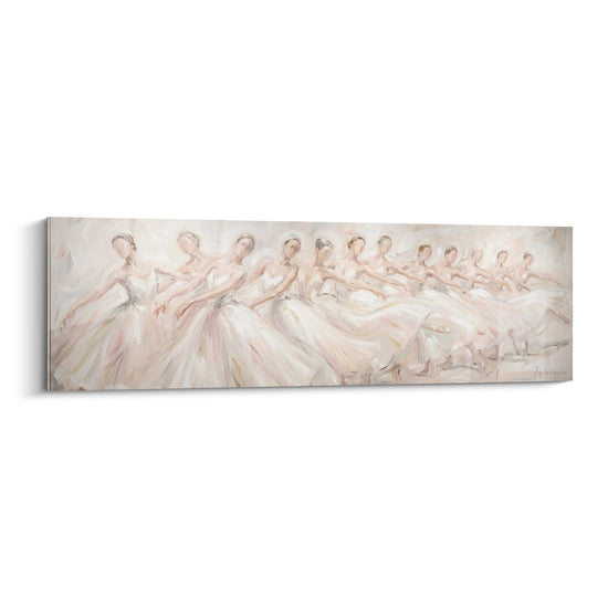 Tableau mural representant des ballerines en tutu blanc dans une formation de ballet harmonieuse