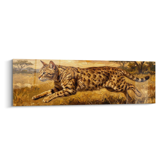 Tableau Chat Sauvage Tacheté dans la Savane - Félin d'Afrique - Edition chat Ocicat