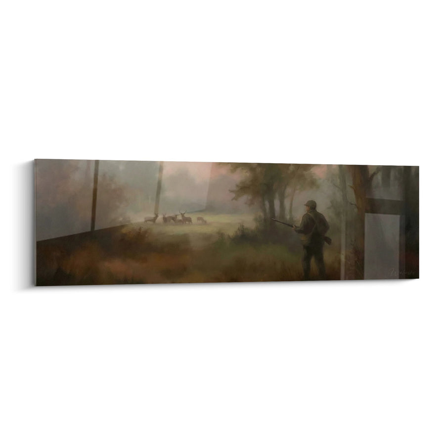 Tableau Chasseur à l'Affût - Brouillard Matinal - Edition Chasse