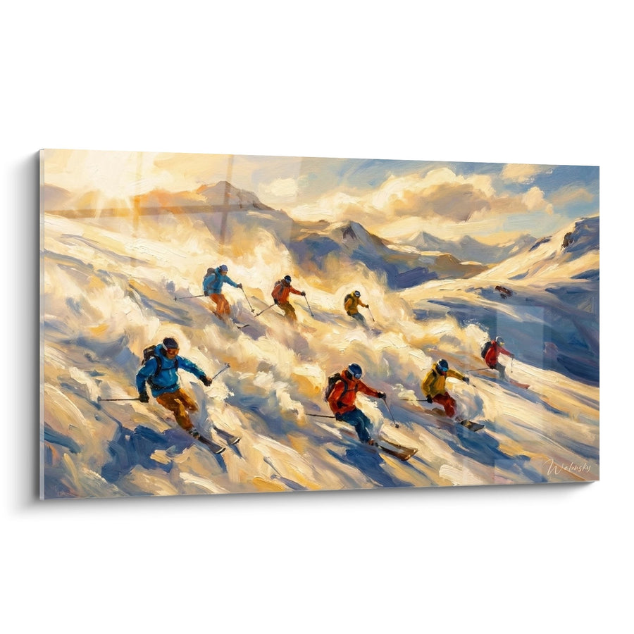 Tableau Groupe de Skieurs - Descente Épique en Poudreuse - Edition Ski
