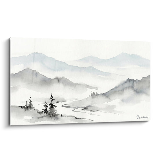 Tableau Paysage Montagneux Aquarelle - Brumes Alpines - Edition Les Alpes