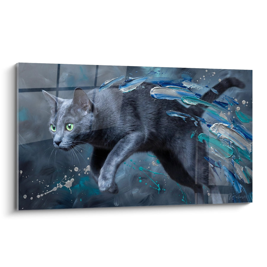 Tableau Chat Korat Aquatique - Fusion Artistique - Edition chat Korat