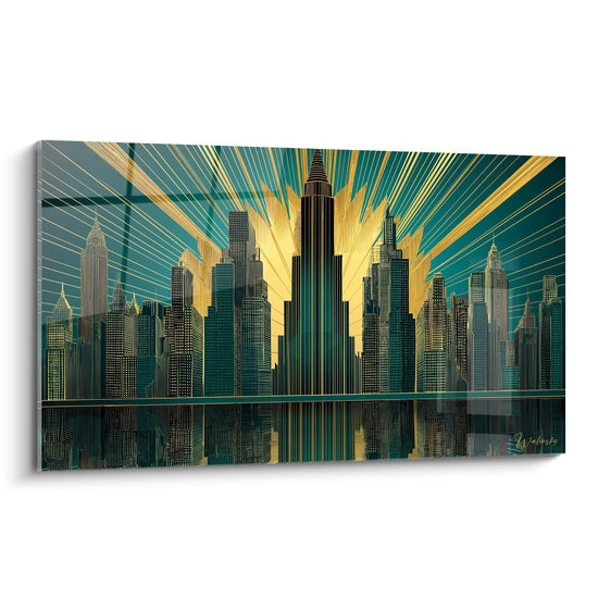 Tableau Skyline New York - Rayons Dorés Art Déco - Edition Art déco