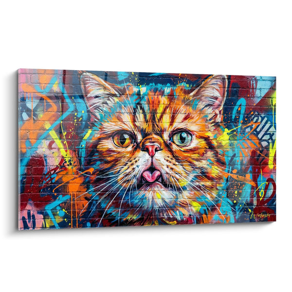 Tableau Chat Graffiti Street Art - Expression Urbaine - Edition chat Exotic Shorthair
