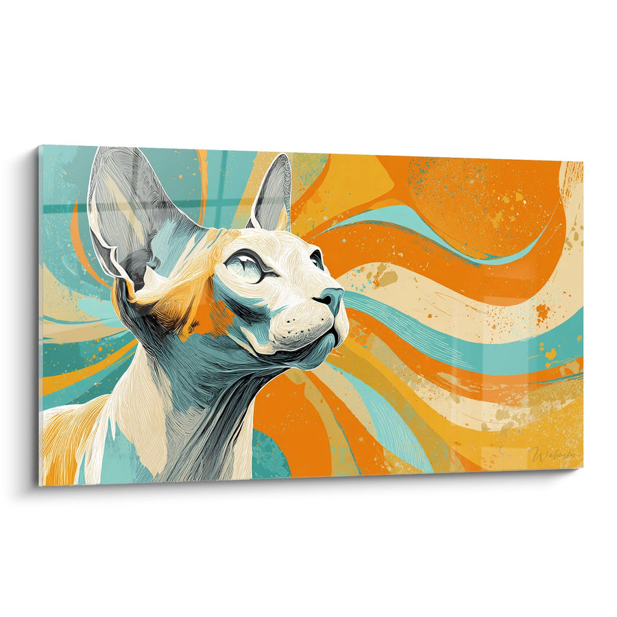 Tableau Chat Sphynx Artistique - Fusion Colorée - Edition chat Sphynx