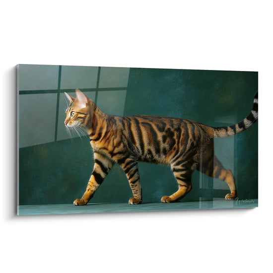 Tableau Chat Toyger en Mouvement - Élégance Féline - Edition chat Toyger