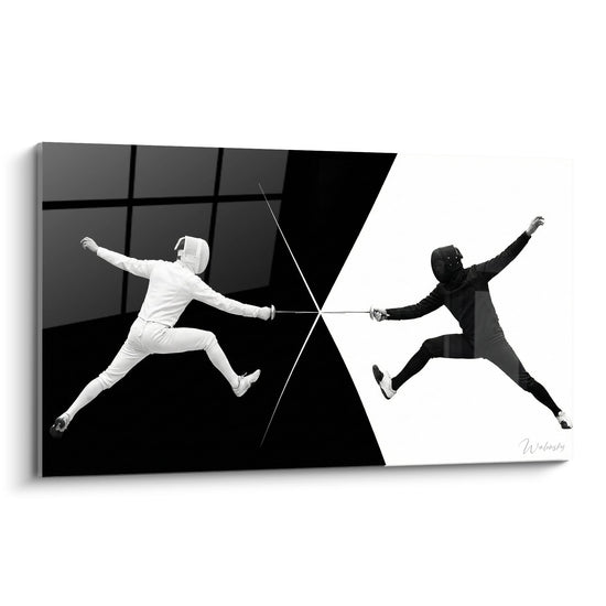 Tableau Duel d'Escrime - Combat en Noir et Blanc - Edition Escrime