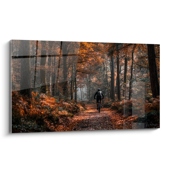 Tableau VTT Forêt d'Automne - Cycliste sur Sentier Forestier - Edition VTT
