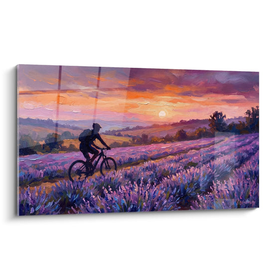 Tableau VTT Champs de Lavande - Coucher de Soleil Provence - Edition VTT