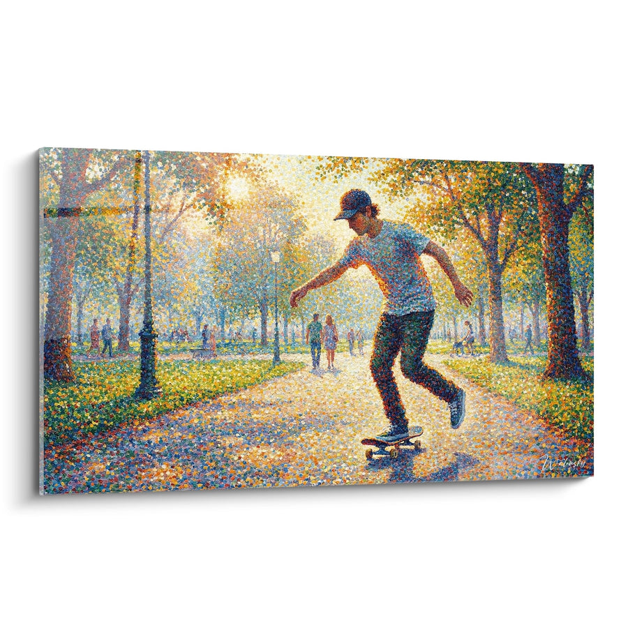 Tableau Skateur Pointillisme - Style Impressionniste - Edition Skateboard