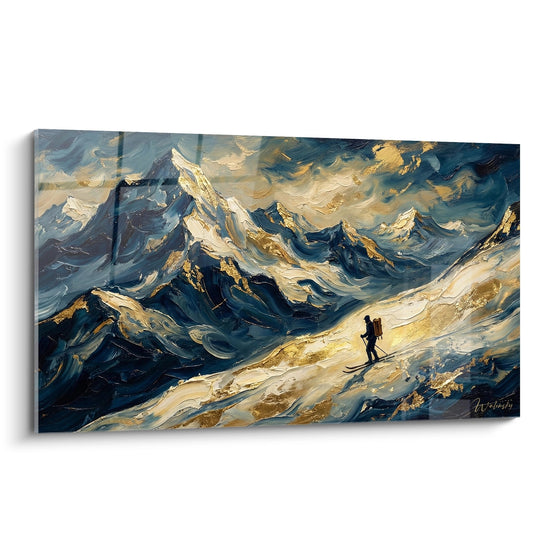 Tableau Skieur Montagne - Ascension Dorée - Edition Ski
