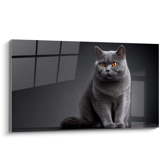 Tableau Chat British Shorthair Gris - Regard Ambré Intense - Edition chat British shorthair