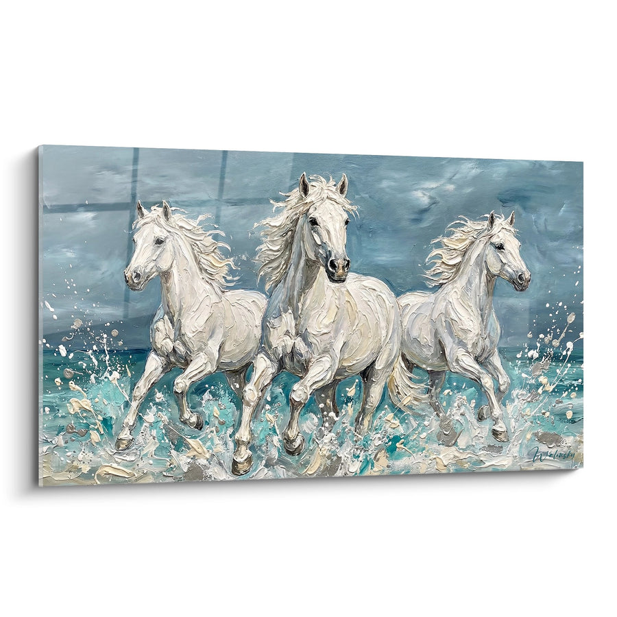 Tableau Chevaux Blancs - Cavalcade Marine - Edition Camargue