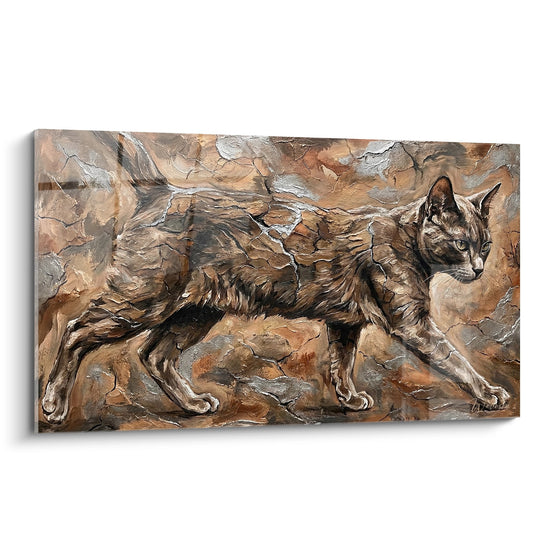 Tableau Chat sauvage sur rochers - Camouflage naturel - Edition chat Korat