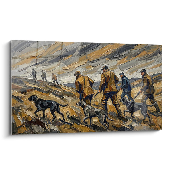Tableau Chasseurs et Chiens en Montagne - Expedition de Chasse - Edition Chasse