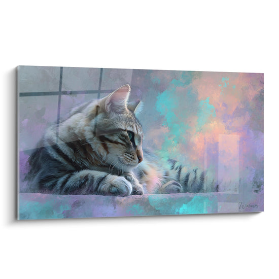 Tableau Chat American Bobtail Contemplatif - Rêverie Pastel - Edition chat American Bobtail