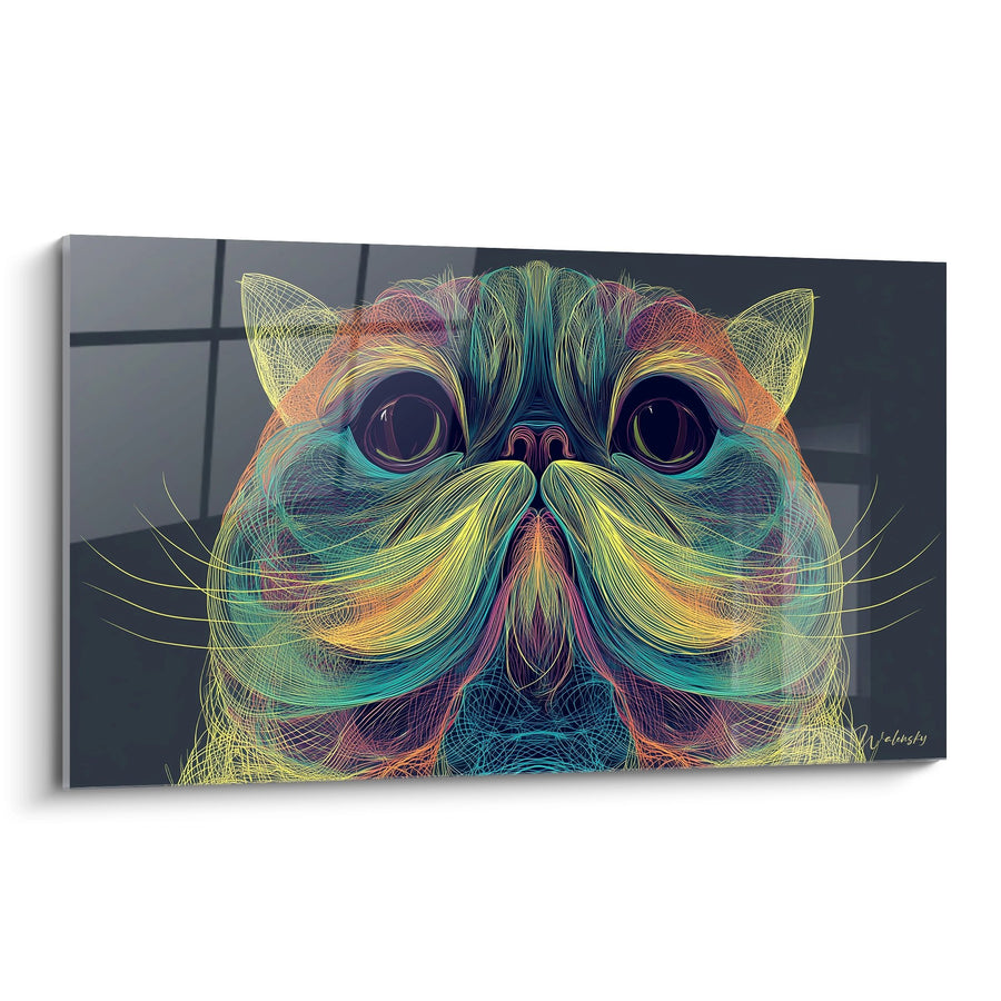 Tableau Chat Exotic Shorthair Abstrait - Art Digital Coloré - Edition chat Exotic Shorthair