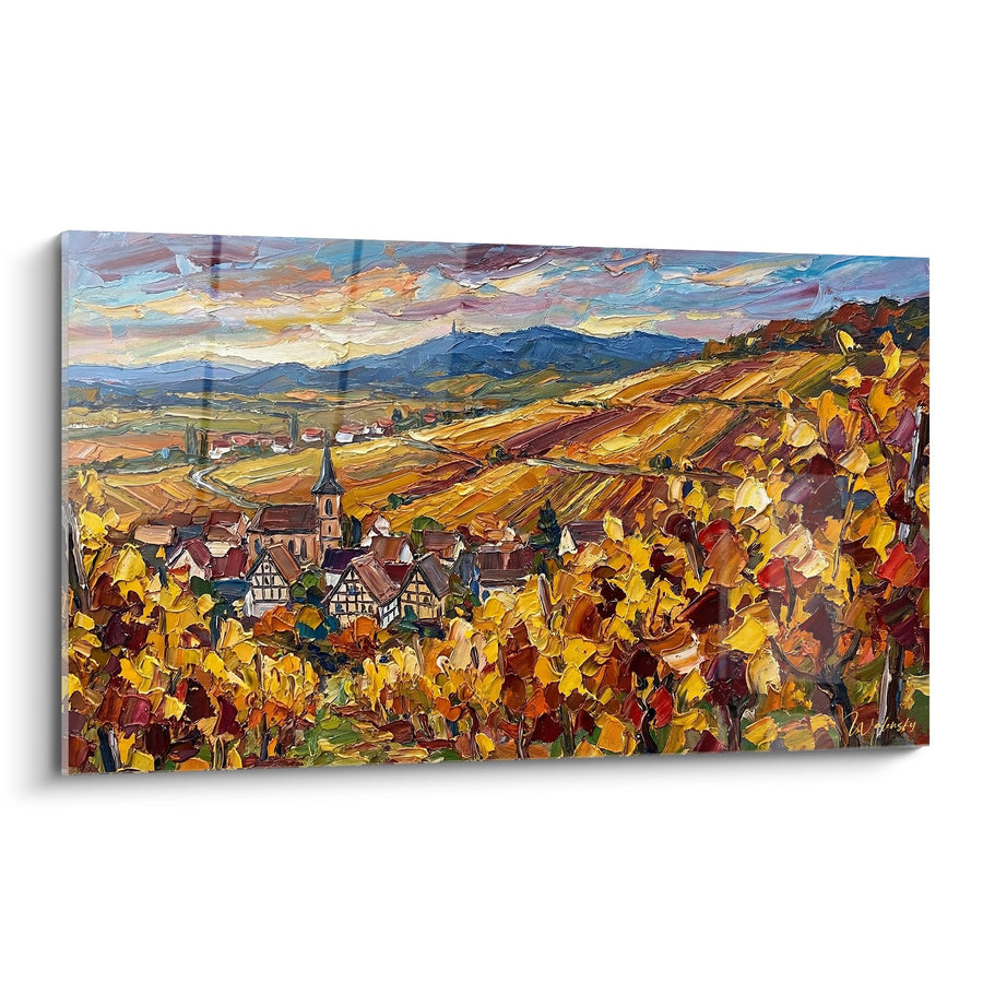 Tableau Village Alsacien Automne - Vignobles Dorés - Edition Alsace