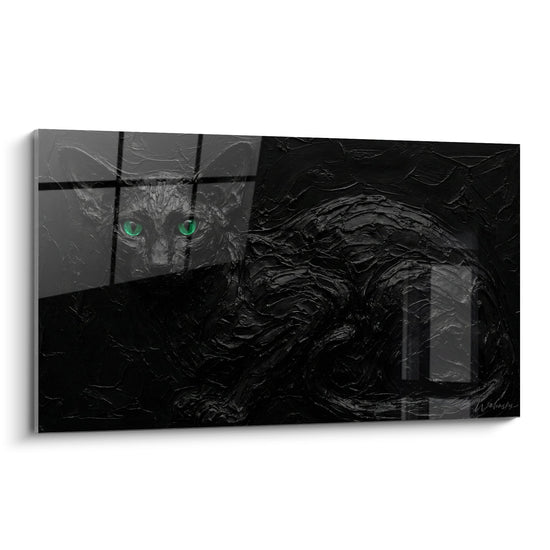 Tableau Chat Oriental Noir aux Yeux Verts - Mystère Nocturne - Edition chat Oriental Shorthair