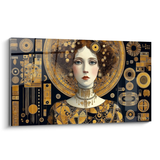 Tableau Femme Art Déco - Portrait Doré Géométrique - Edition Art déco