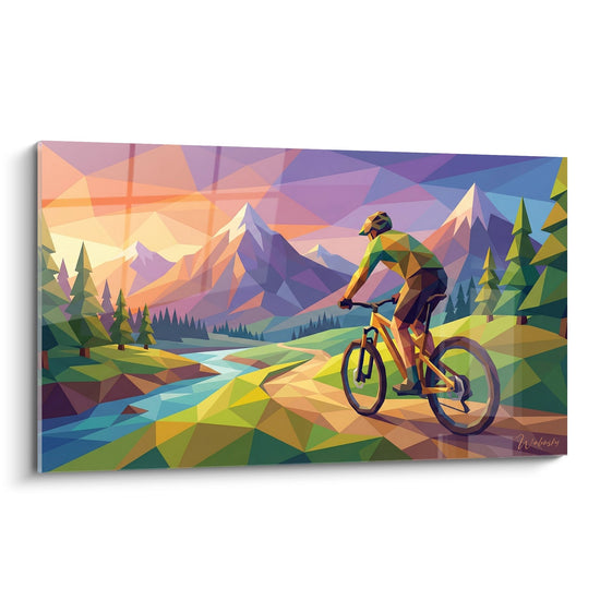 Tableau VTT Montagne Géométrique - Art Polygonal Cycliste - Edition VTT