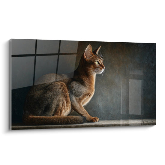 Tableau Chat Abyssin Contemplatif - Lumière Dorée - Edition chat Abyssin