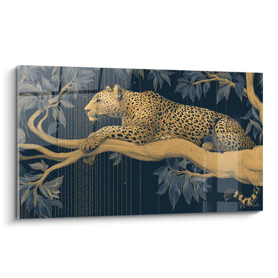 Tableau Léopard - Élégance Dorée dans la Jungle - Edition Art déco