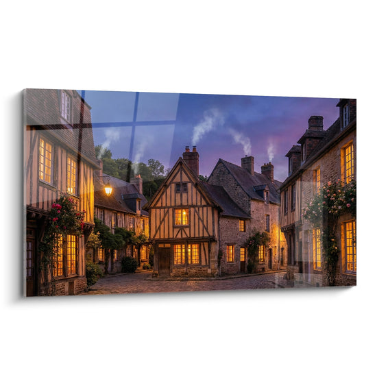 Tableau Village Normand au Crépuscule - Charme des Maisons à Colombages - Edition Normandie
