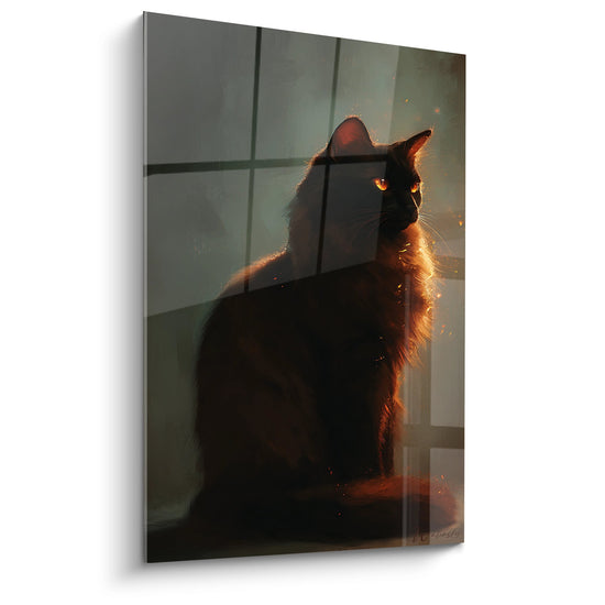 Tableau Chat Somali Silhouette Dorée - Lumière Mystique - Edition chat Somali