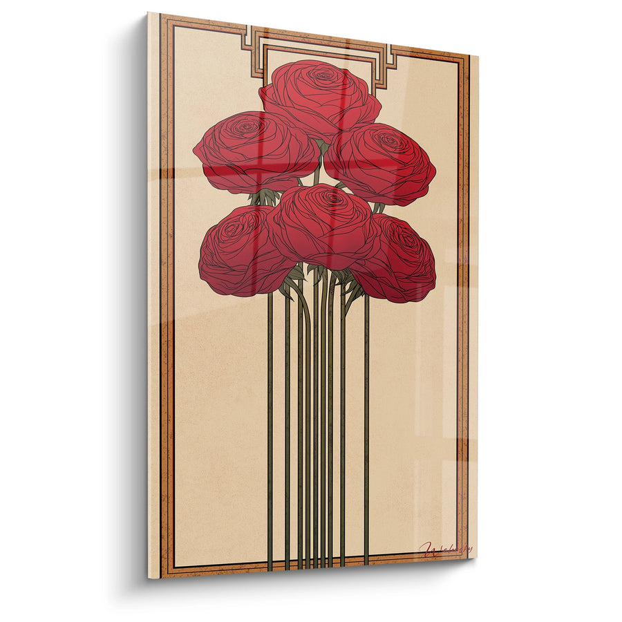 Tableau Roses Rouges - Élégance Florale Art Déco - Edition Art déco