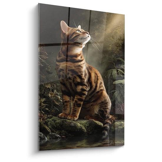 Tableau Chat Bengal Contemplatif - Sérénité au Bord de l'Eau - Edition Chat Bengal